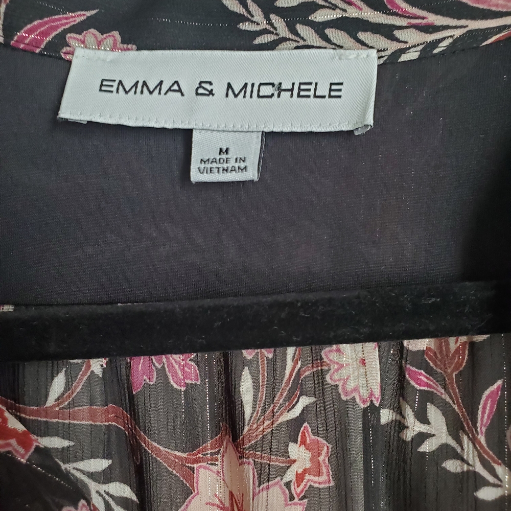 Emma & Michele Black and Pink Floral Long Sleeve Dress - Picture 2 of 7